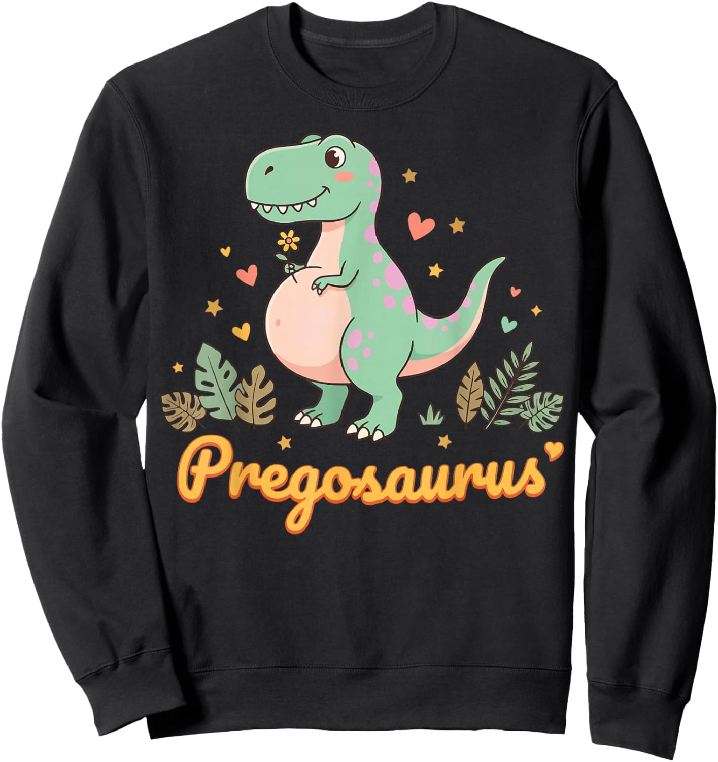 Pregosaurus Pregnant Mom Dinosaur Sweatshirt - Sweatshirt | Black