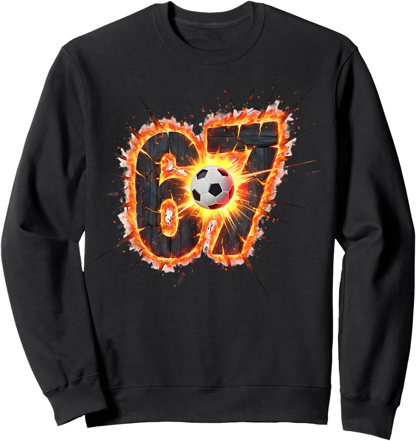 Funny 6 7 Six Seven 67 Soccer Meme Sweatshirt - Sweatshirt | Black