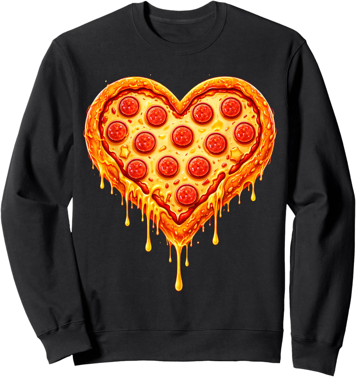 Heart Shaped Pizza Drip Valentines Day Food Pizza Lover Sweatshirt - Sweatshirt | Black
