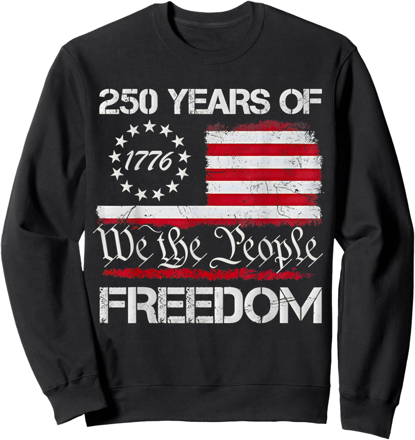 4th of July American Flag Vintage 250 Years 1776 2026 USA Sweatshirt - Sweatshirt | Black