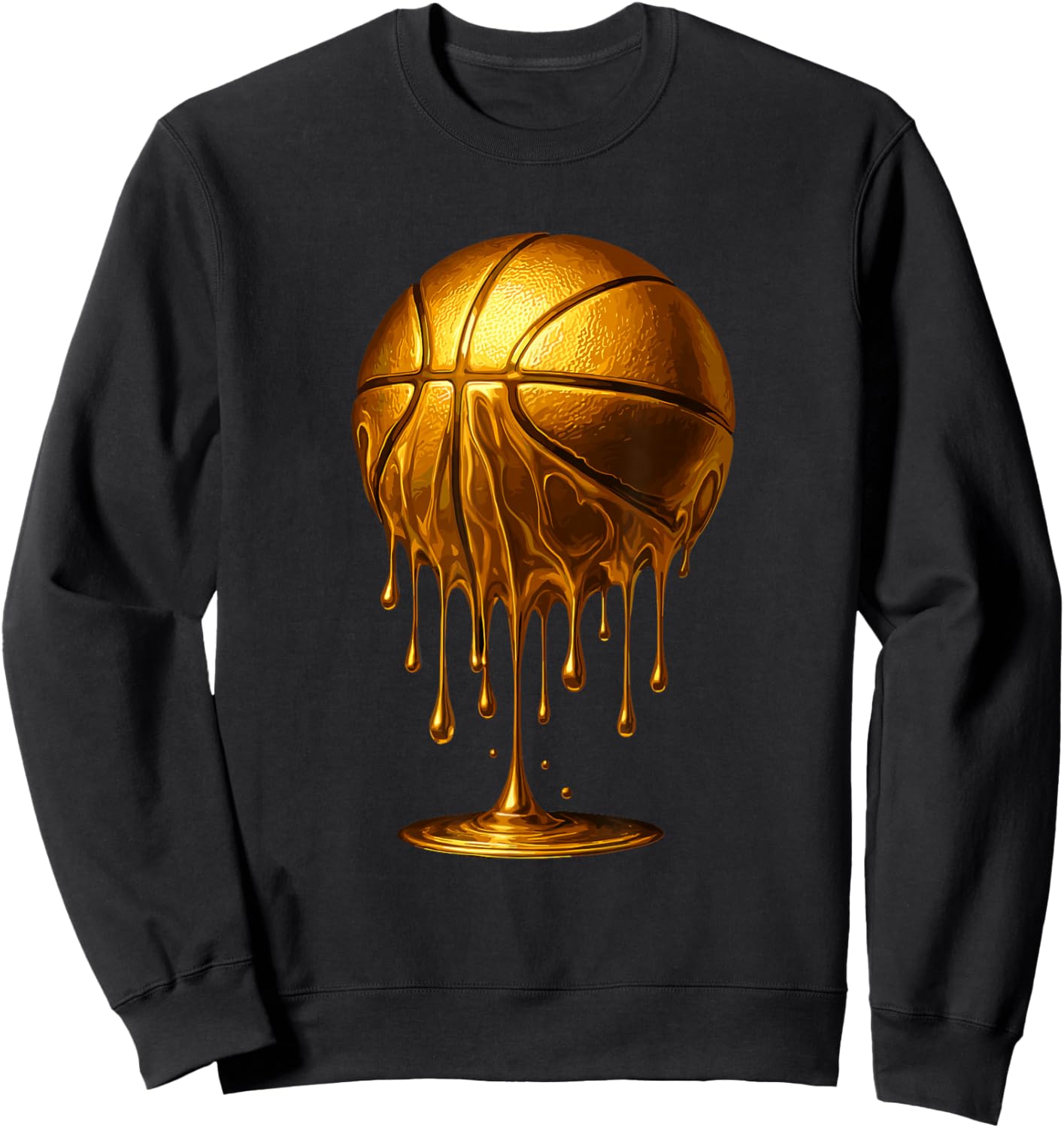 Golden Basketball Drip for Kids Boys Youth Men Sweatshirt - Sweatshirt | Black