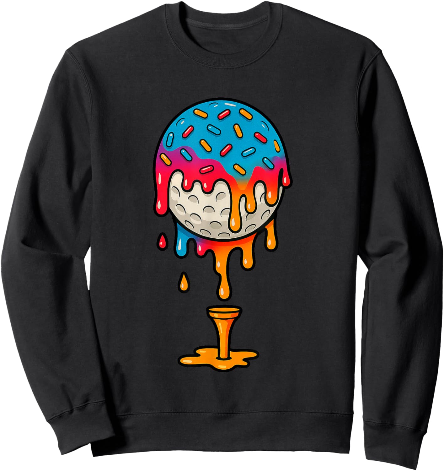 Dripping Sprinkles Golf Ball Colorful Golf Art Golfer Kids Sweatshirt - Sweatshirt | Black