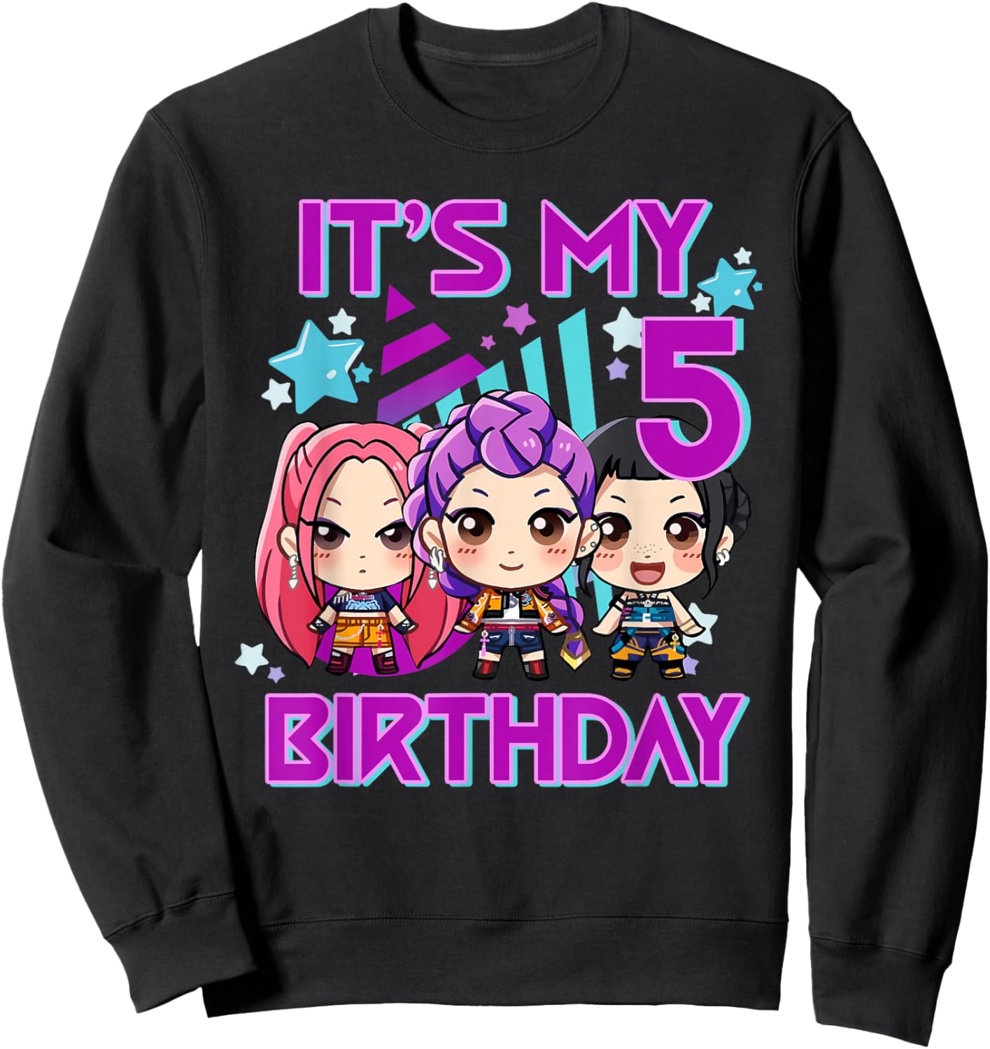 5 Years Old Birthday K pop Kids 5th Birthday Girls K-pop Sweatshirt - Sweatshirt | Black