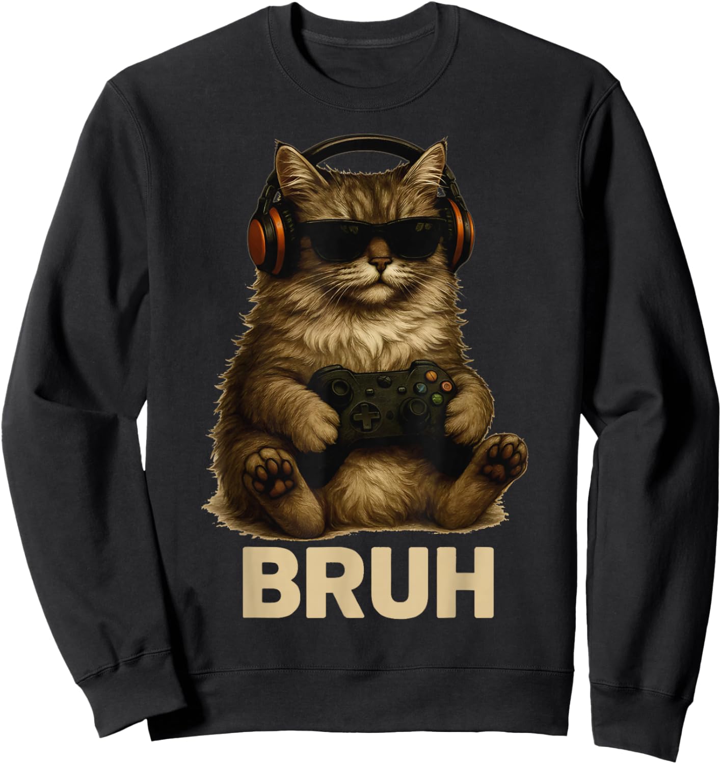 Kitten Cat Playing Video Games Vintage Funny Cat Gaming Sweatshirt - Sweatshirt | Black