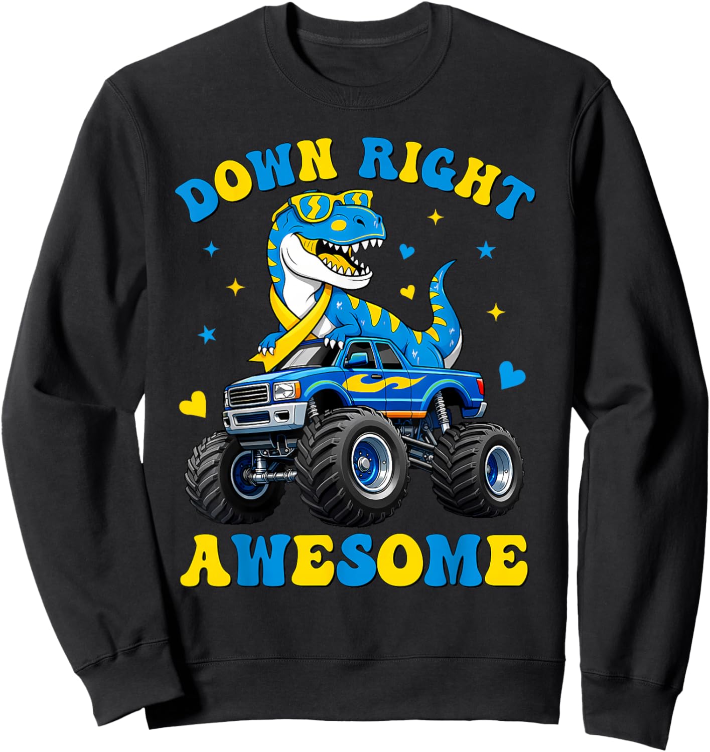 Down Right Awesome Dino World Down Syndrome Day 321 Support Sweatshirt - Sweatshirt | Black
