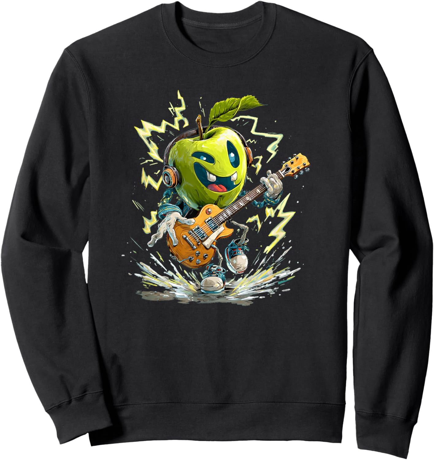 Green Guitar Apple Costume for Boys and Girls Sweatshirt - Sweatshirt | Black