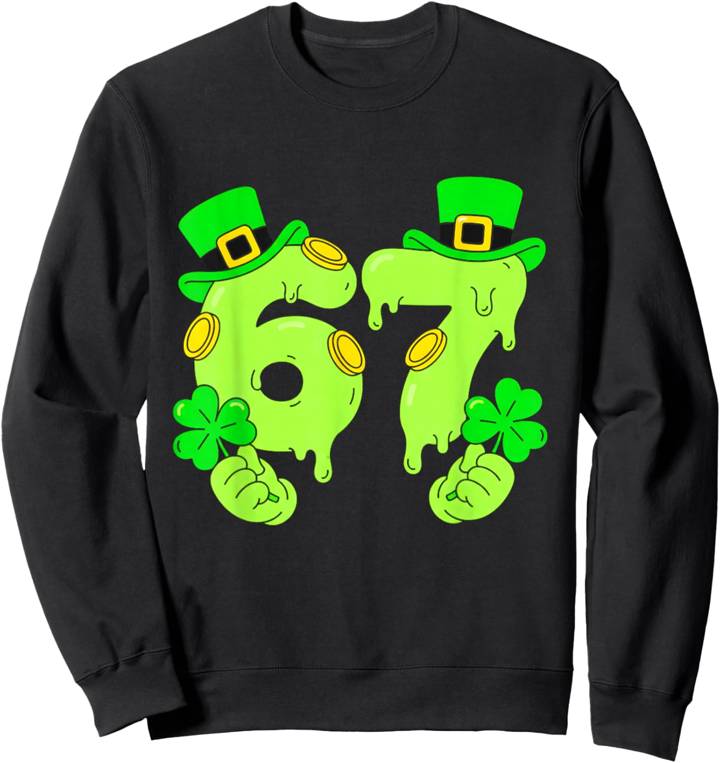 Six Seven 6 7 St Patricks Day 67 Paddys Meme Boys Kids Youth Sweatshirt - Sweatshirt | Black