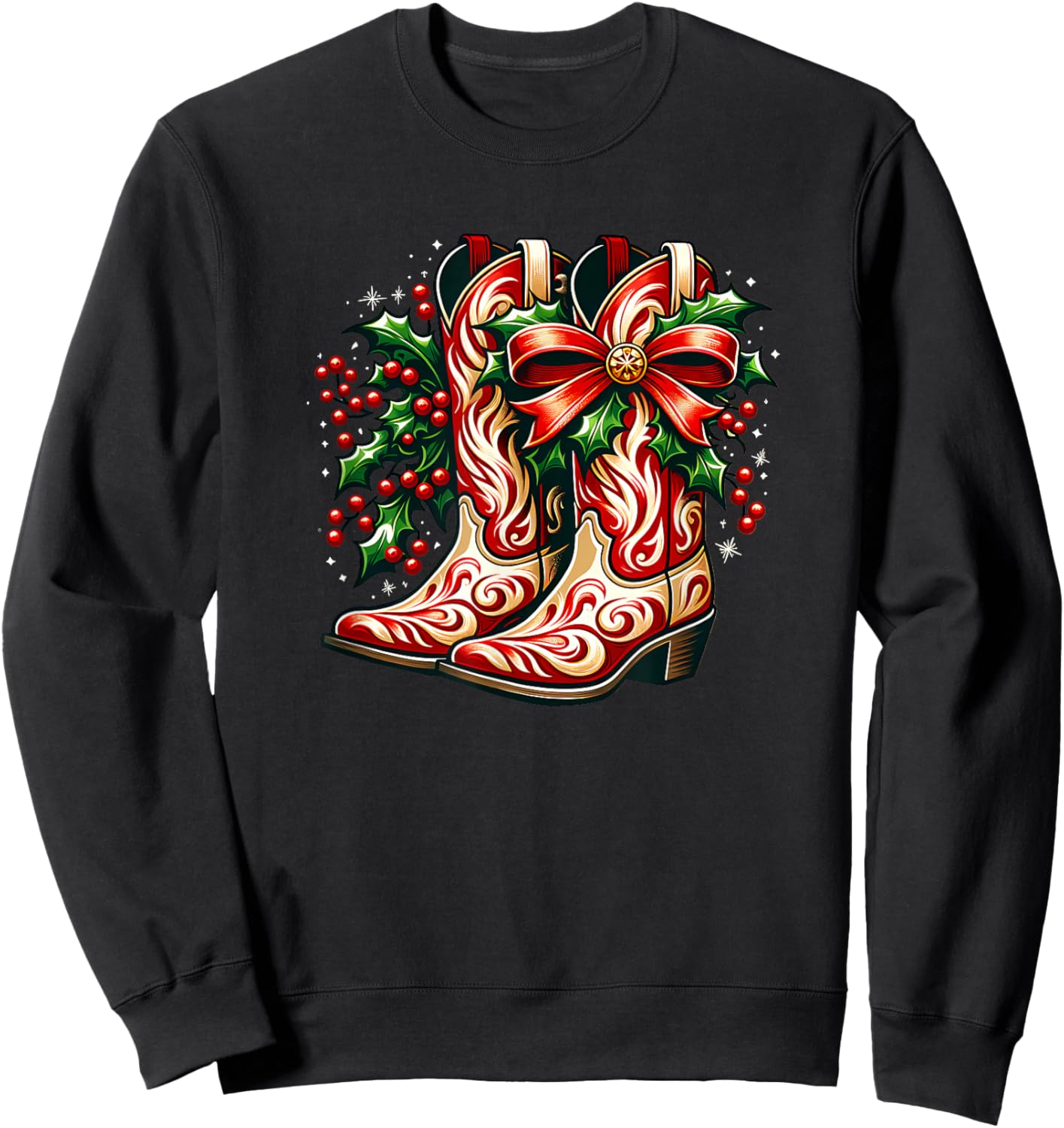 Cowboy Christmas Women Western Sweatshirt - Sweatshirt | Black