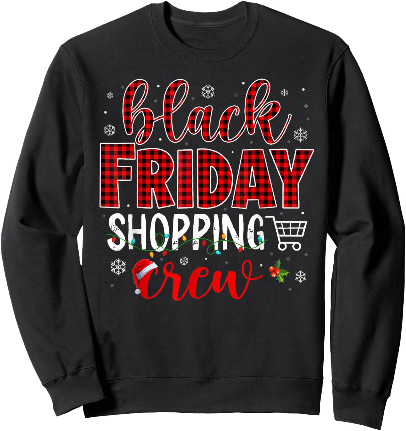 Funny Friday Shopping Crew Christmas Black Shopping Family Sweatshirt - Sweatshirt | Black