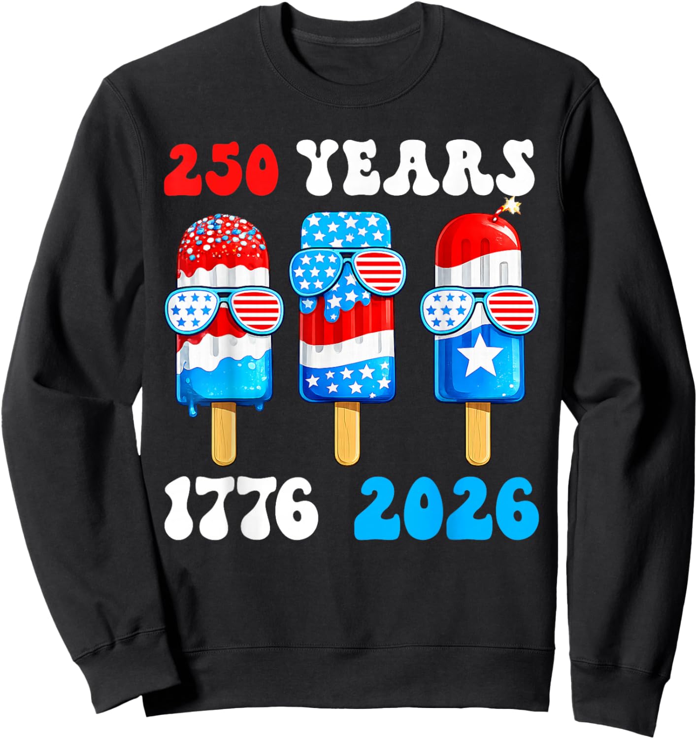 250 Years American 1776 2026 250th USA 4th of July Boy Kids Sweatshirt - Sweatshirt | Black