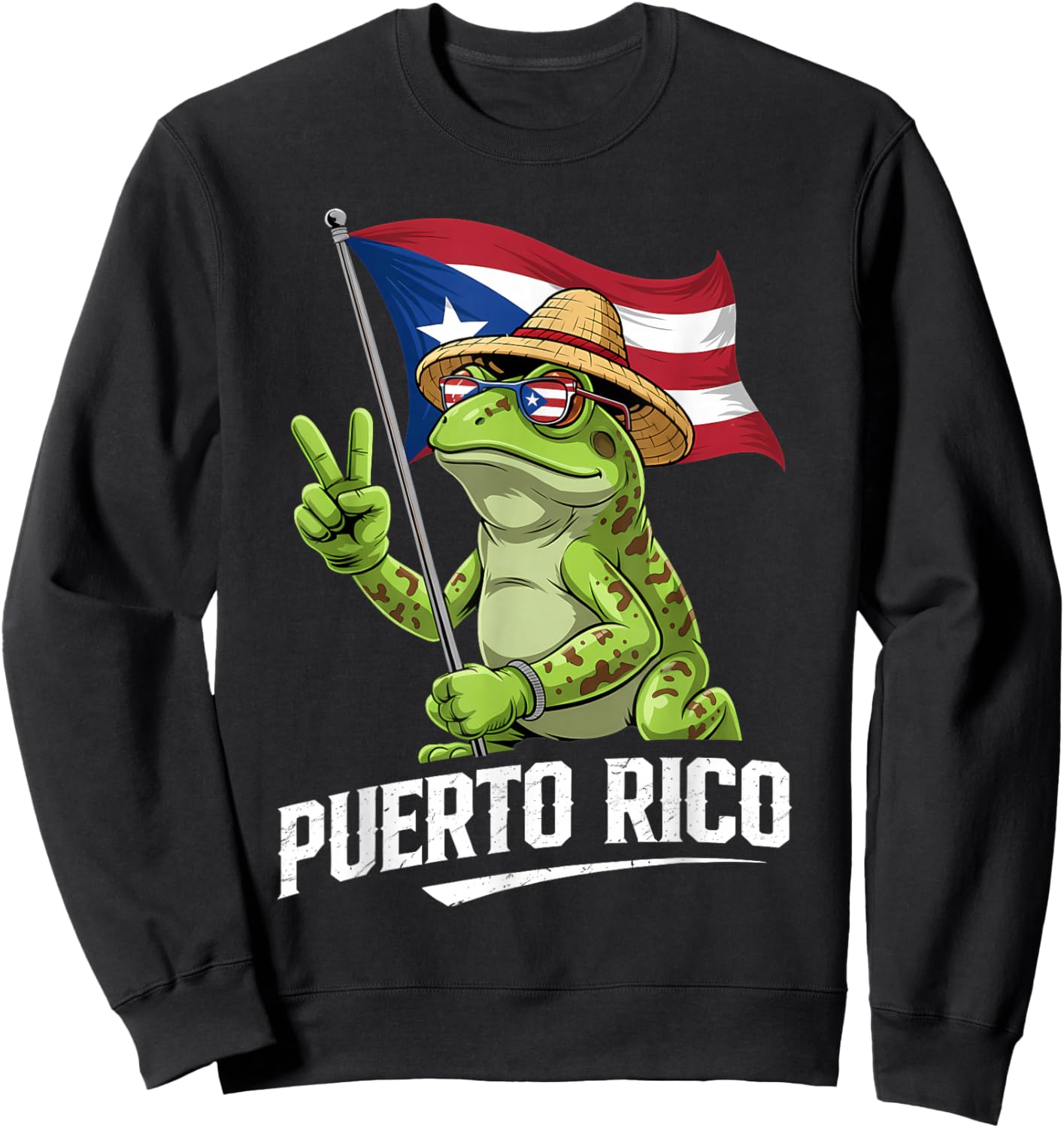 Coqui Frog Puerto Rico Flag Puerto Rican Taino Boricua Sweatshirt - Sweatshirt | Black