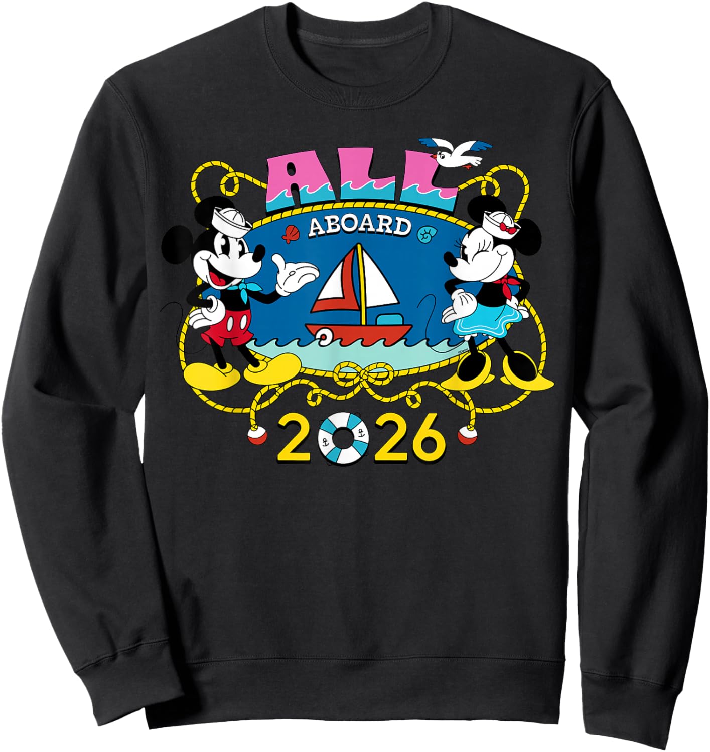 Disney Cruise Family Group Vacation Matching All Aboard 2026 Sweatshirt - Sweatshirt | Black