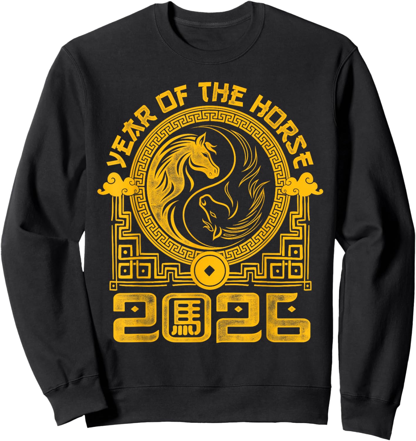 2026 Year of The Horse Chinese Zodiac Chinese New Year Sweatshirt - Sweatshirt | Black