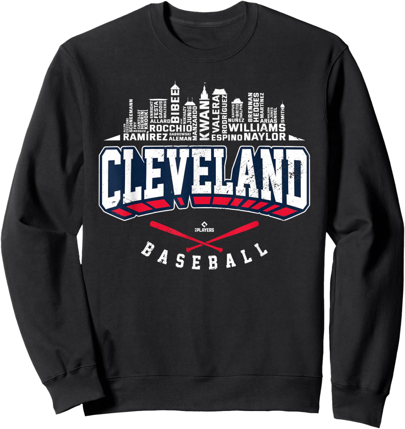 2025 Cleveland Team Skyline Word Art José Ramírez MLBPA Sweatshirt - Sweatshirt | Black