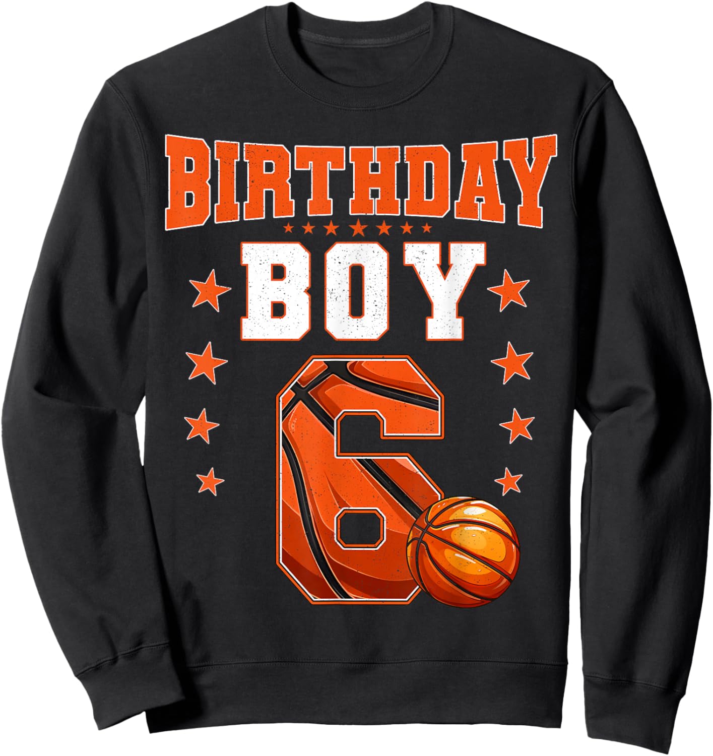 Kids 6 Year Old Birthday Boy Basketball 6th Birthday Party Sweatshirt - Sweatshirt | Black