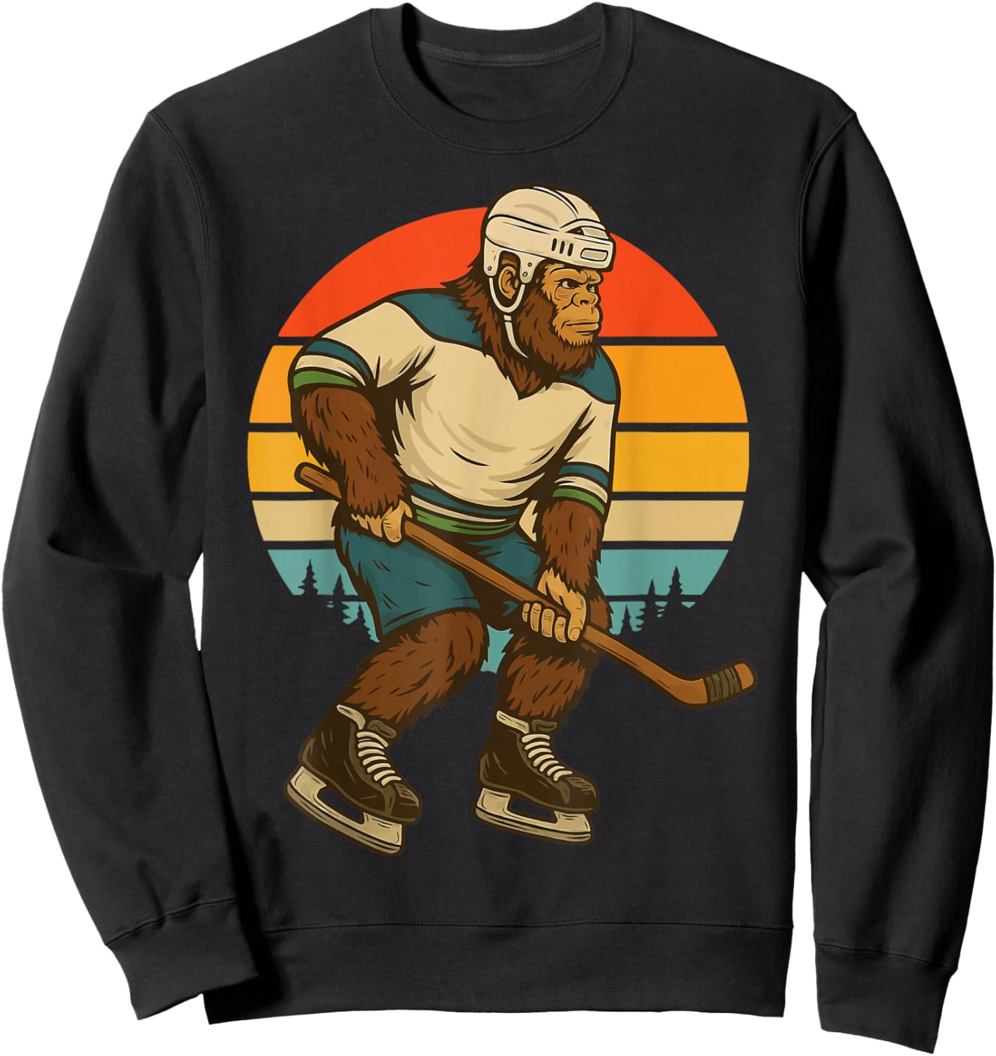 Bigfoot Ice Hockey Retro Sweatshirt - Sweatshirt | Black
