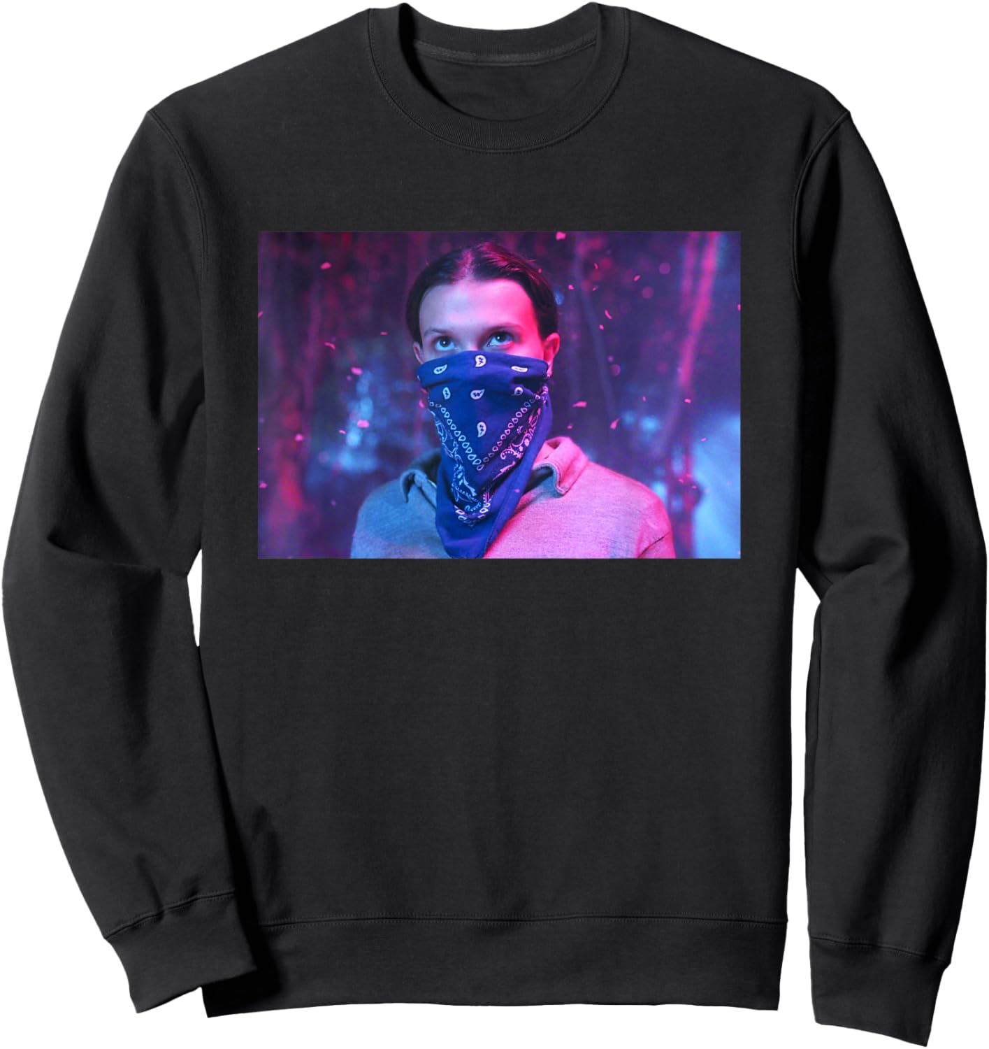 Stranger Things Season 5 Eleven I See You El Wearing Bandana Sweatshirt - Sweatshirt | Black