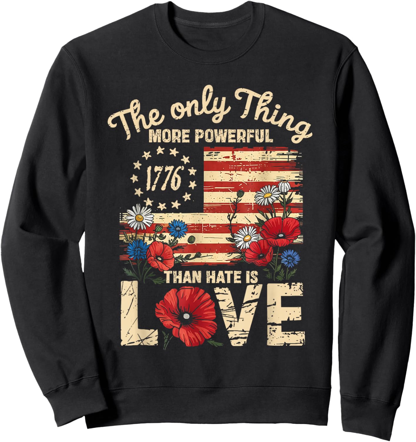 Heart Floral Sweatshirt - Sweatshirt | Black