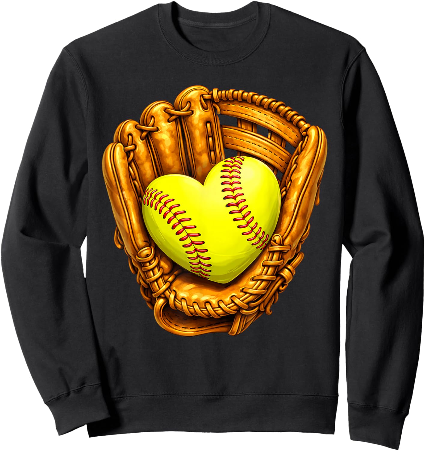 Cute Softball Heart Happy Valentines Boys Women Men Kids Sweatshirt - Sweatshirt | Black
