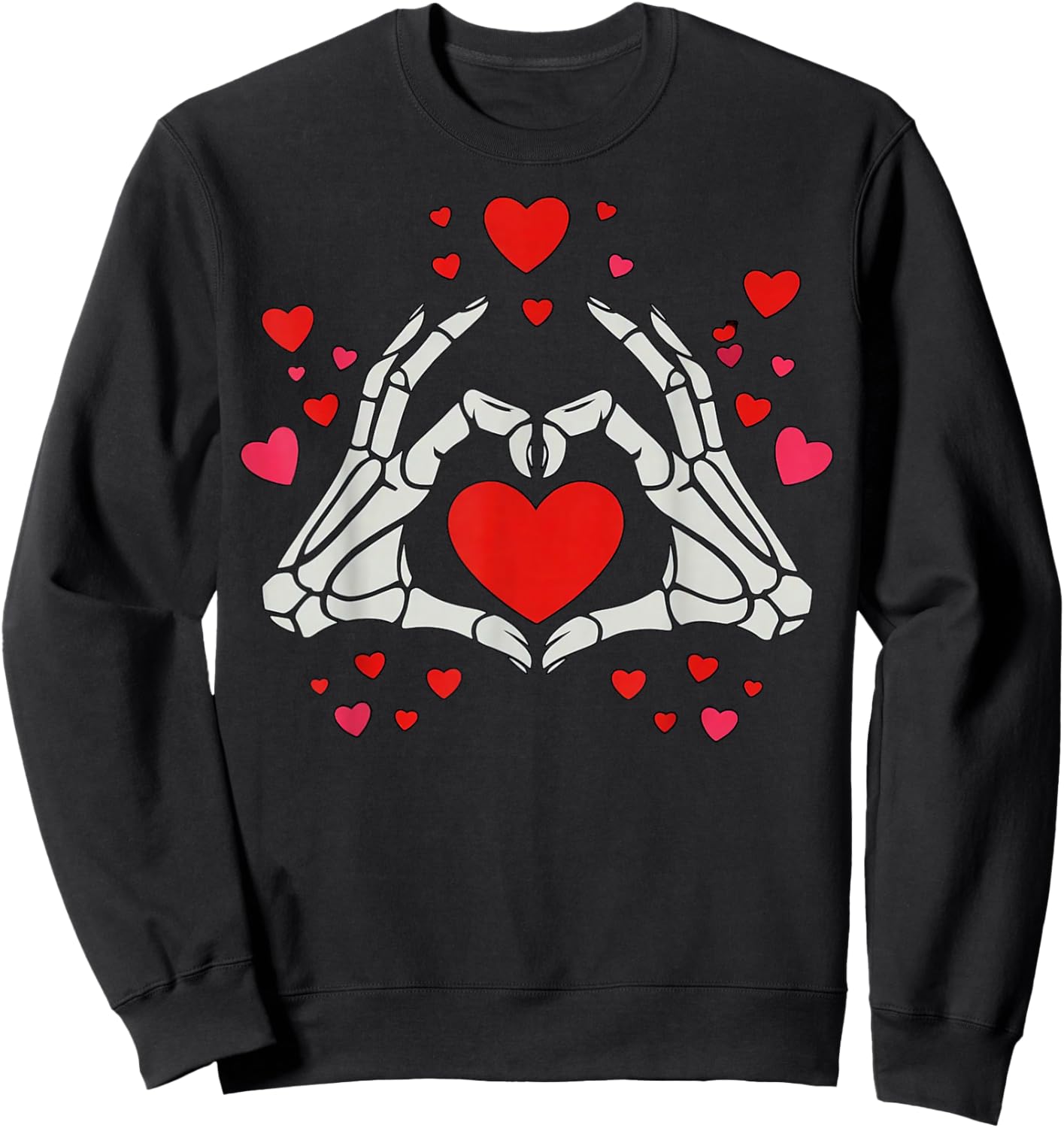 Skeleton Hands Heart Valentine Cute Love Sweatshirt - Sweatshirt | Black