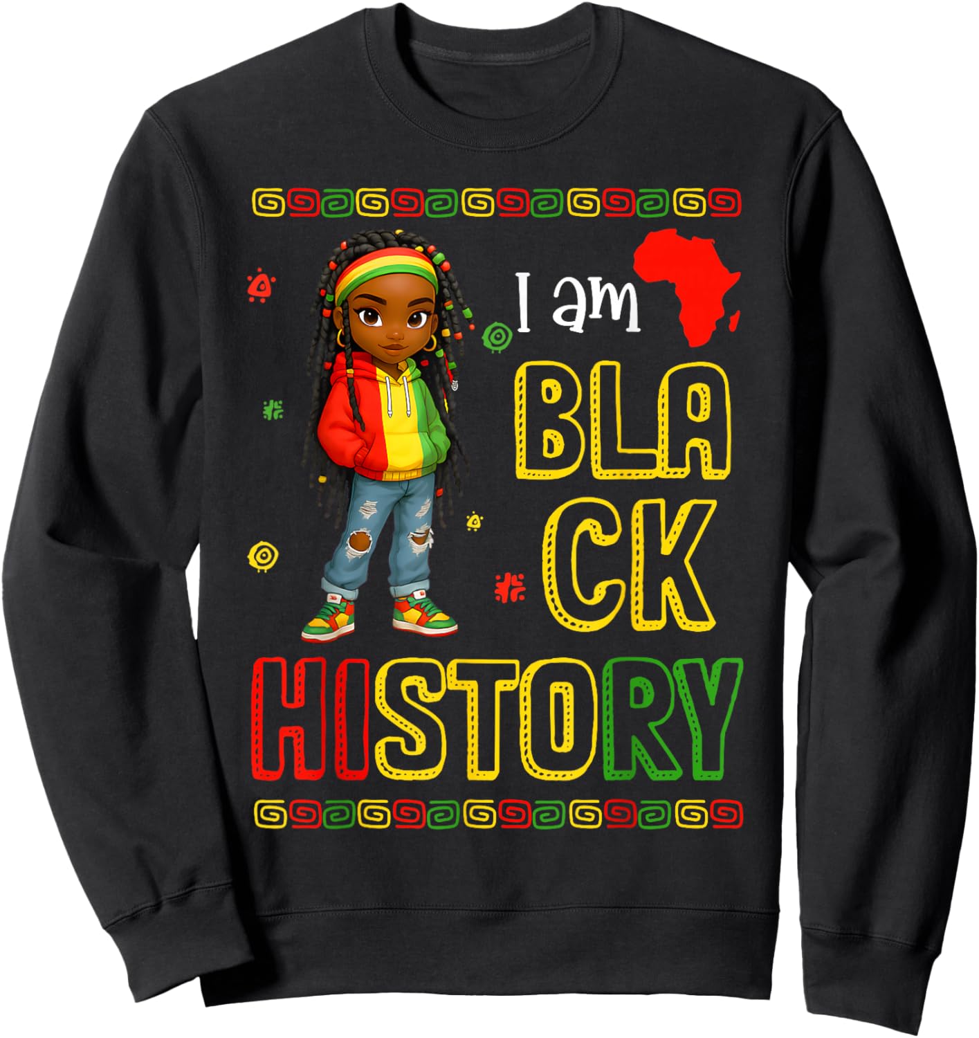 I Am Black History Month African American Black Girl Kid Sweatshirt - Sweatshirt | Black