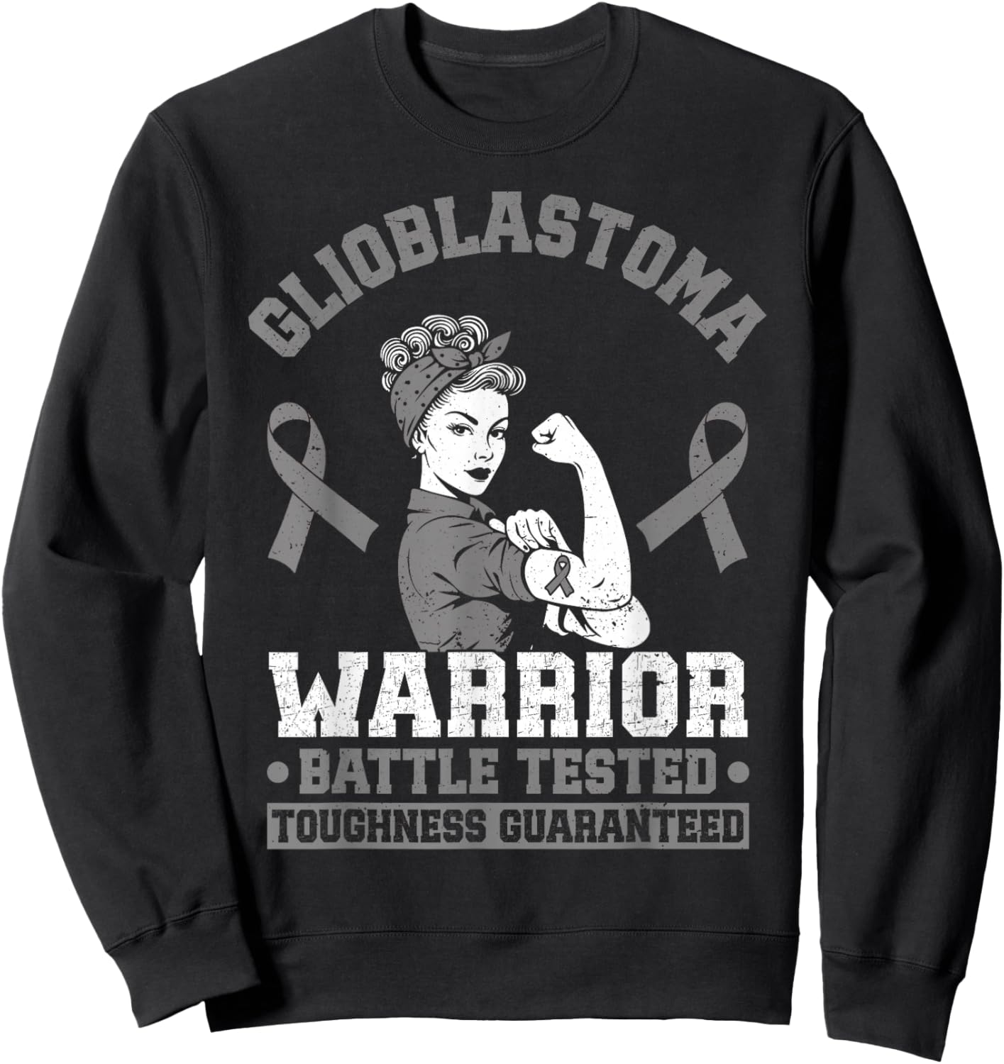 Glioblastoma Warrior GBM Awareness Funny Glioblastoma Sweatshirt - Sweatshirt | Black