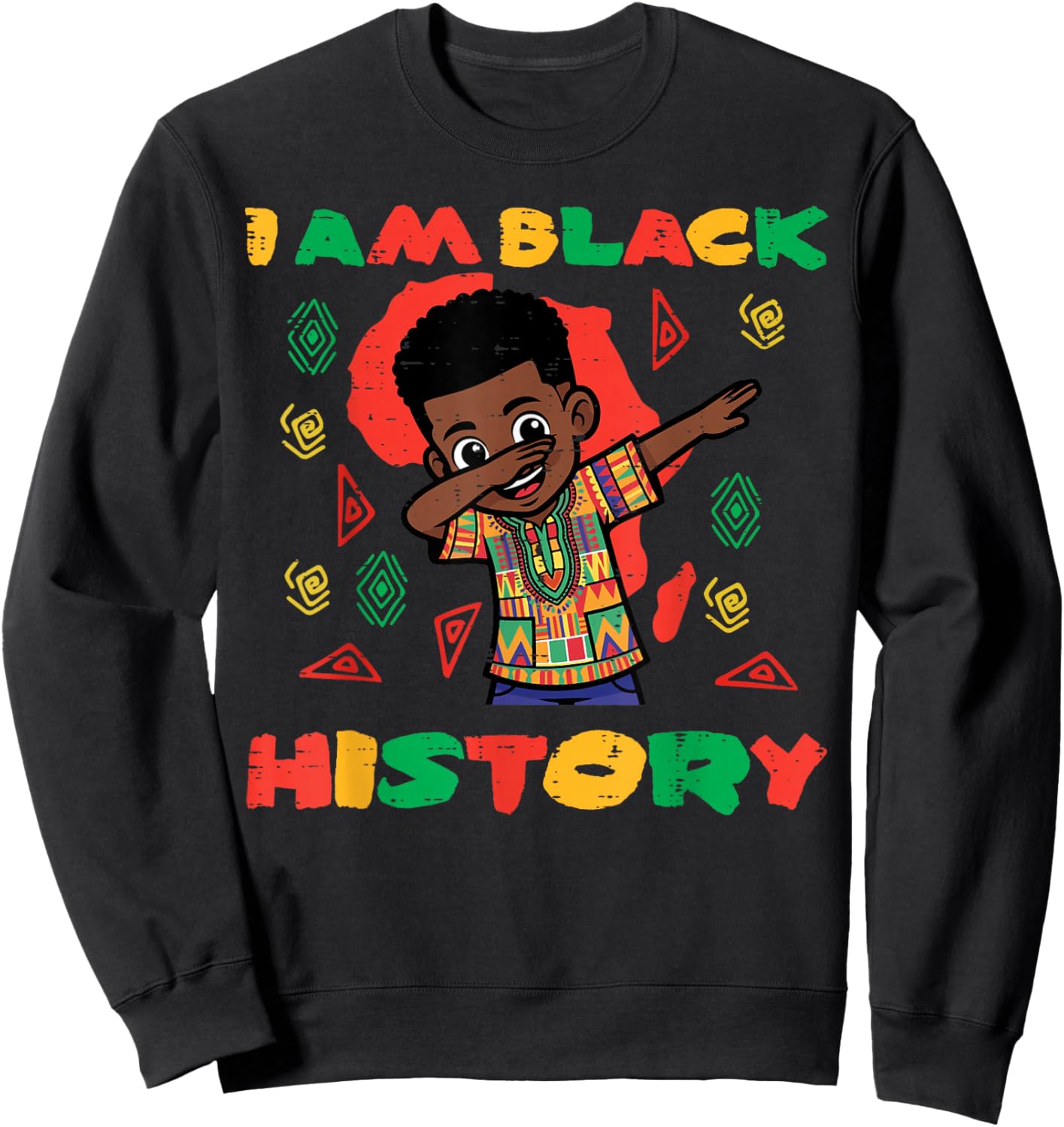 I Am Black History African Boy Dab Cute Toddler Boys Kids Sweatshirt - Sweatshirt | Black