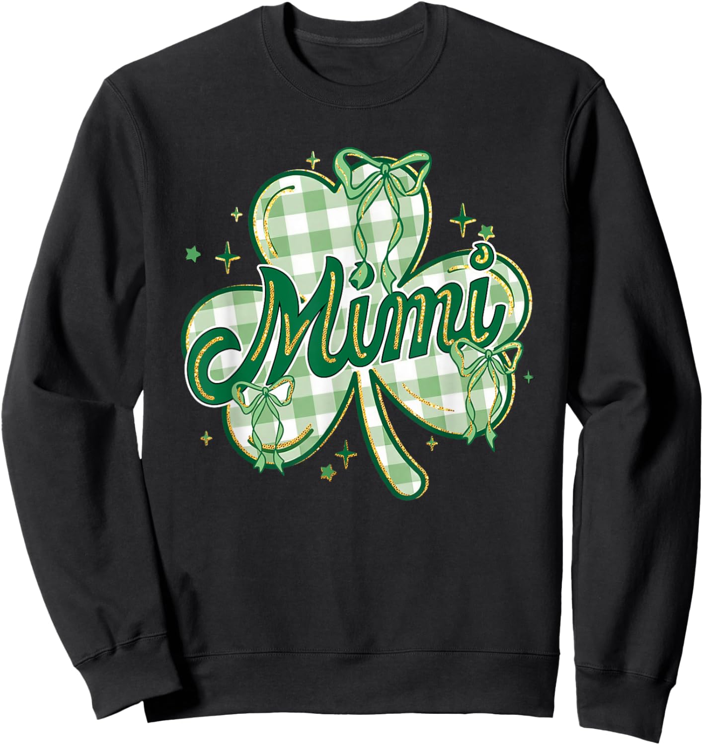 Lucky Mimi St Patricks Day Grandma Coquette Bow Shamrock Sweatshirt - Sweatshirt | Black