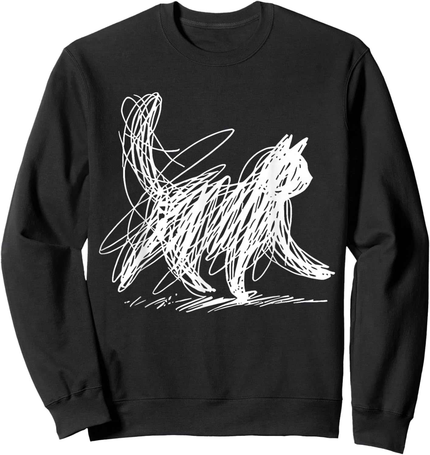 Minimalist Cat Art Sweatshirt - Sweatshirt | Black