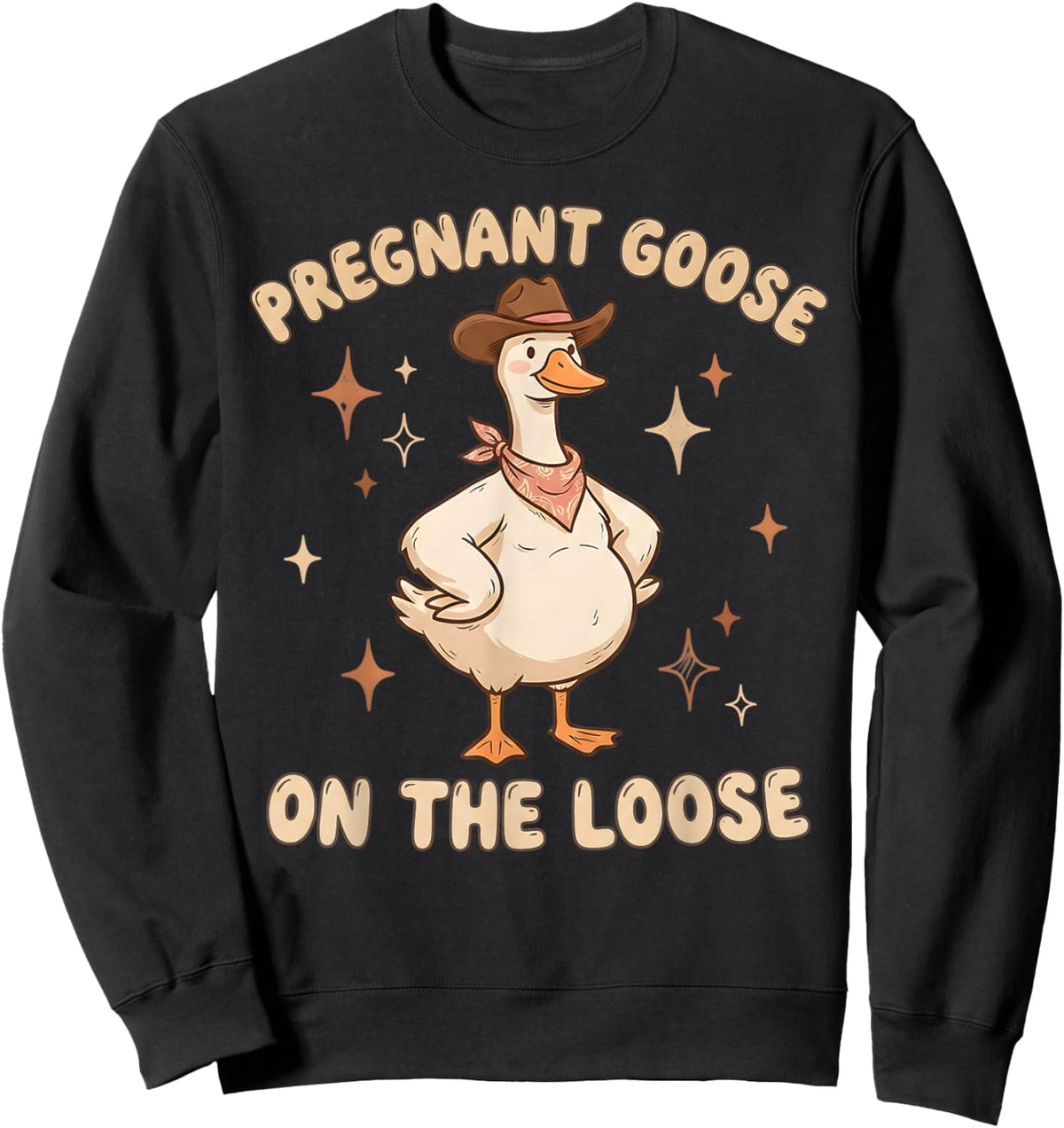 Pregnant Goose On The Loose Funny Pregnancy Announcement Sweatshirt - Sweatshirt | Black