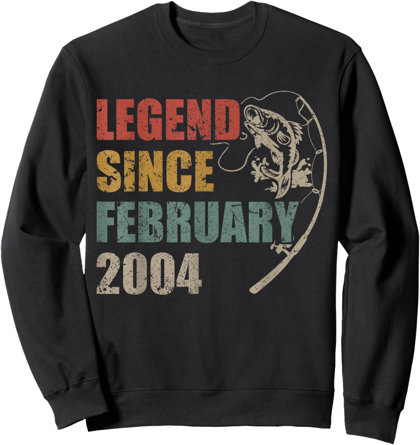 Legend Since February 2004 Fishing 22nd Birthday Fisherman Sweatshirt - Sweatshirt | Black