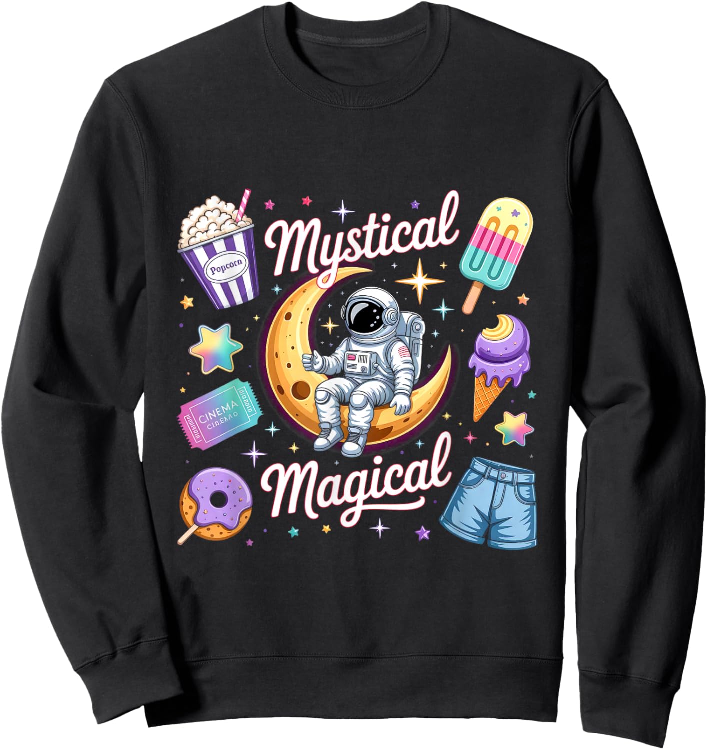 Mystical Magical Retro Aesthetic Space Gifts Men Women Kids Sweatshirt - Sweatshirt | Black