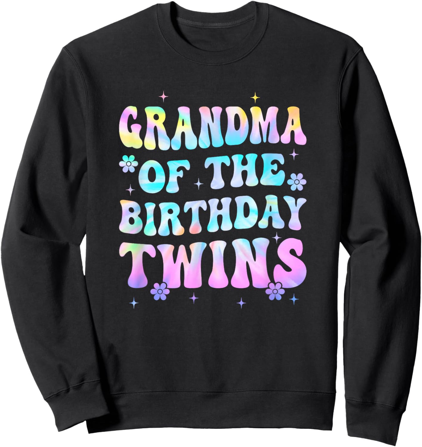 Grandma of The Birthday Twins Girls Kids Party Retro Bday Sweatshirt - Sweatshirt | Black