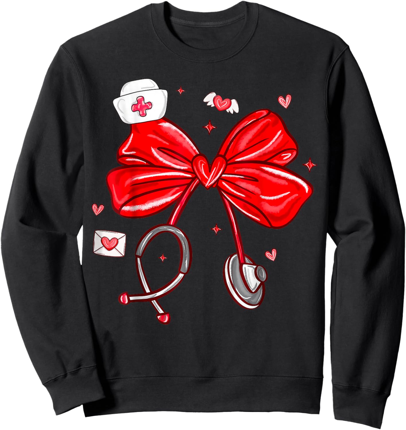 Preppy Nurse Valentine Sweatshirt - Sweatshirt | Black