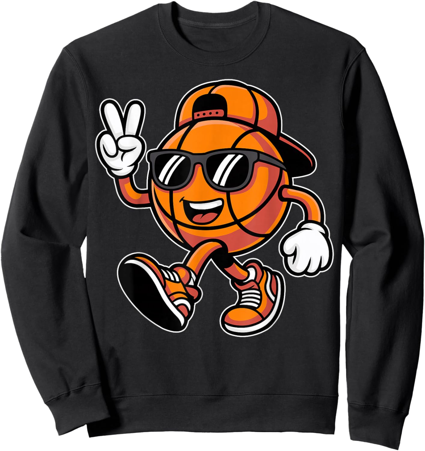 Basketball with Sunglasses Funny Boys Men Basketball Lover Sweatshirt - Sweatshirt | Black