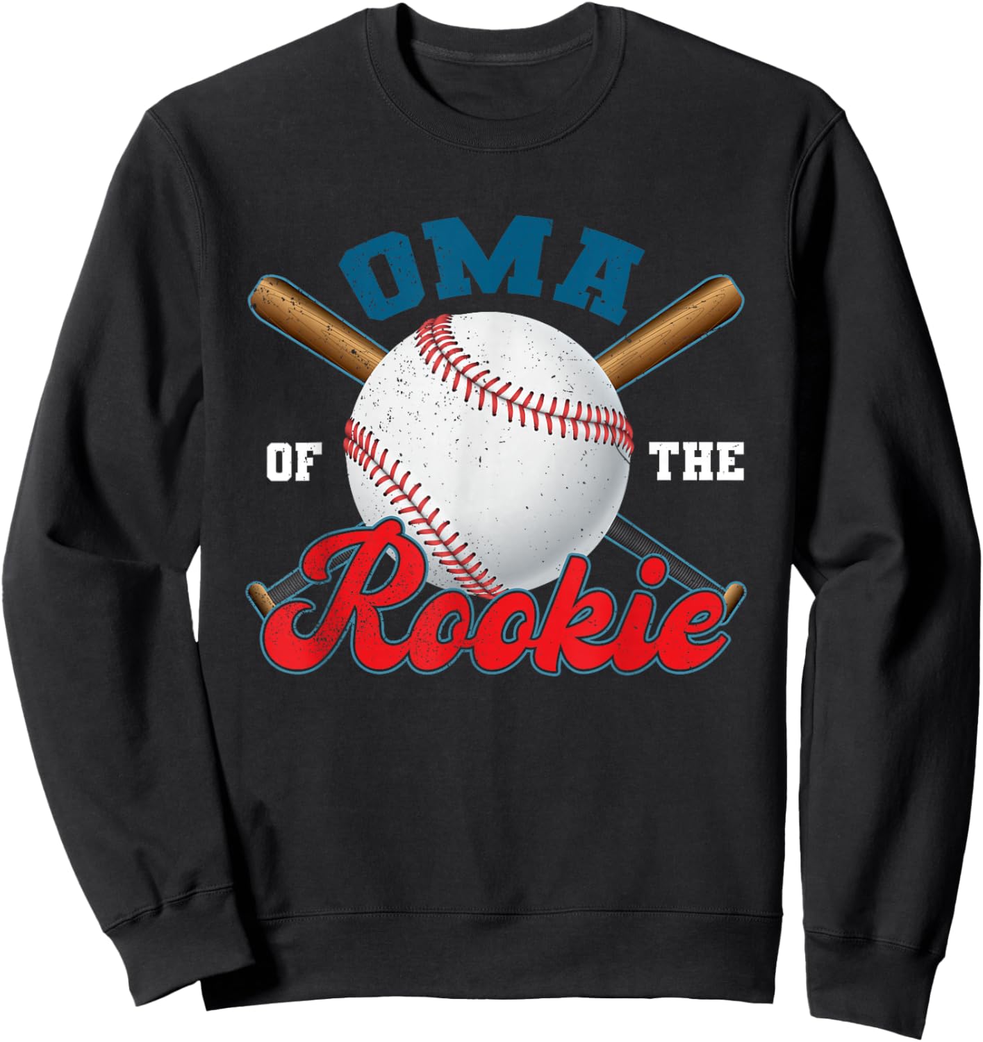 Oma Rookie of Year 1st Birthday Baseball Theme Matching Sweatshirt - Sweatshirt | Black