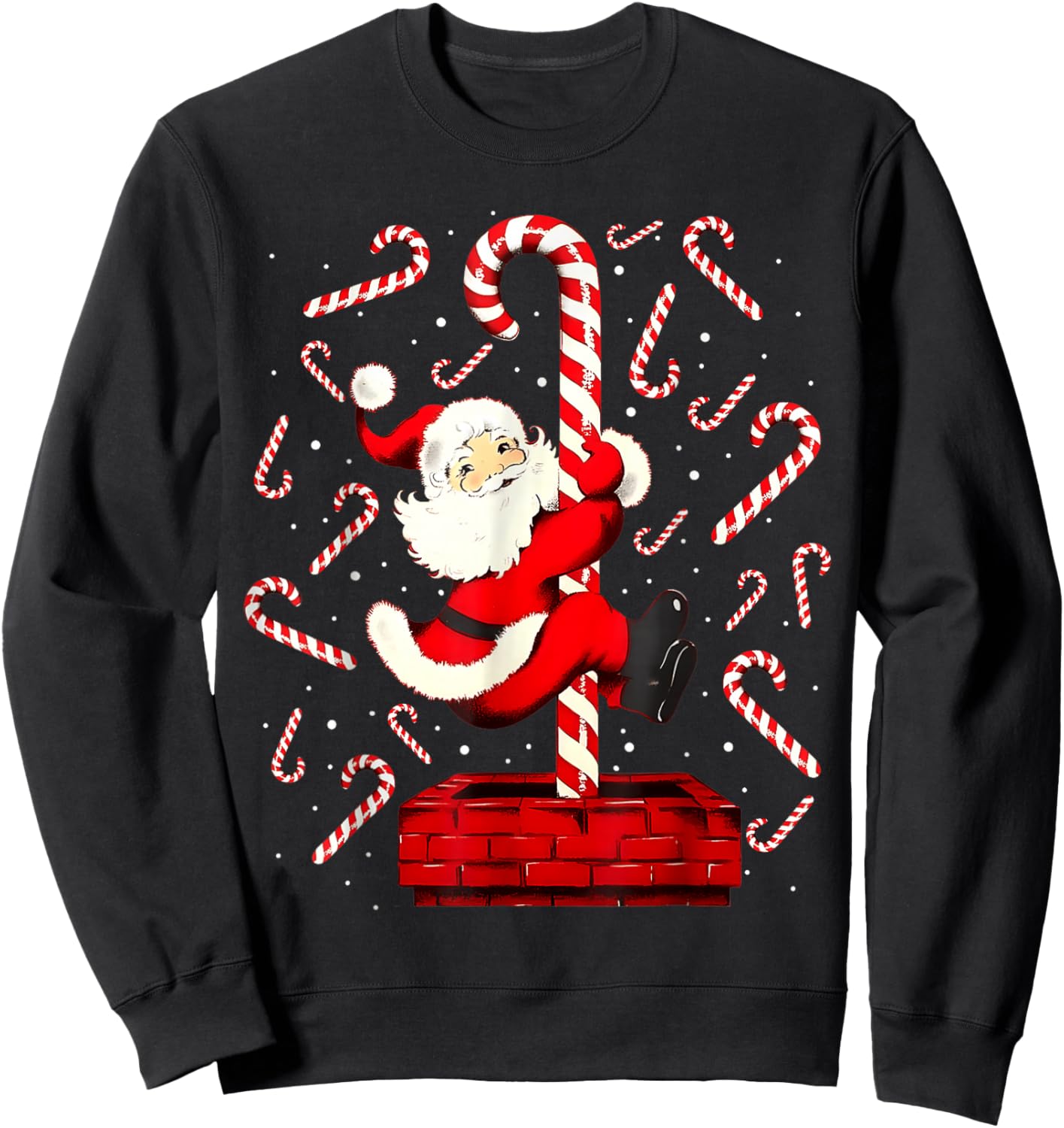 Candy Cane Christmas Santa Funny Lights Xmas Men Women Kids Sweatshirt - Sweatshirt | Black
