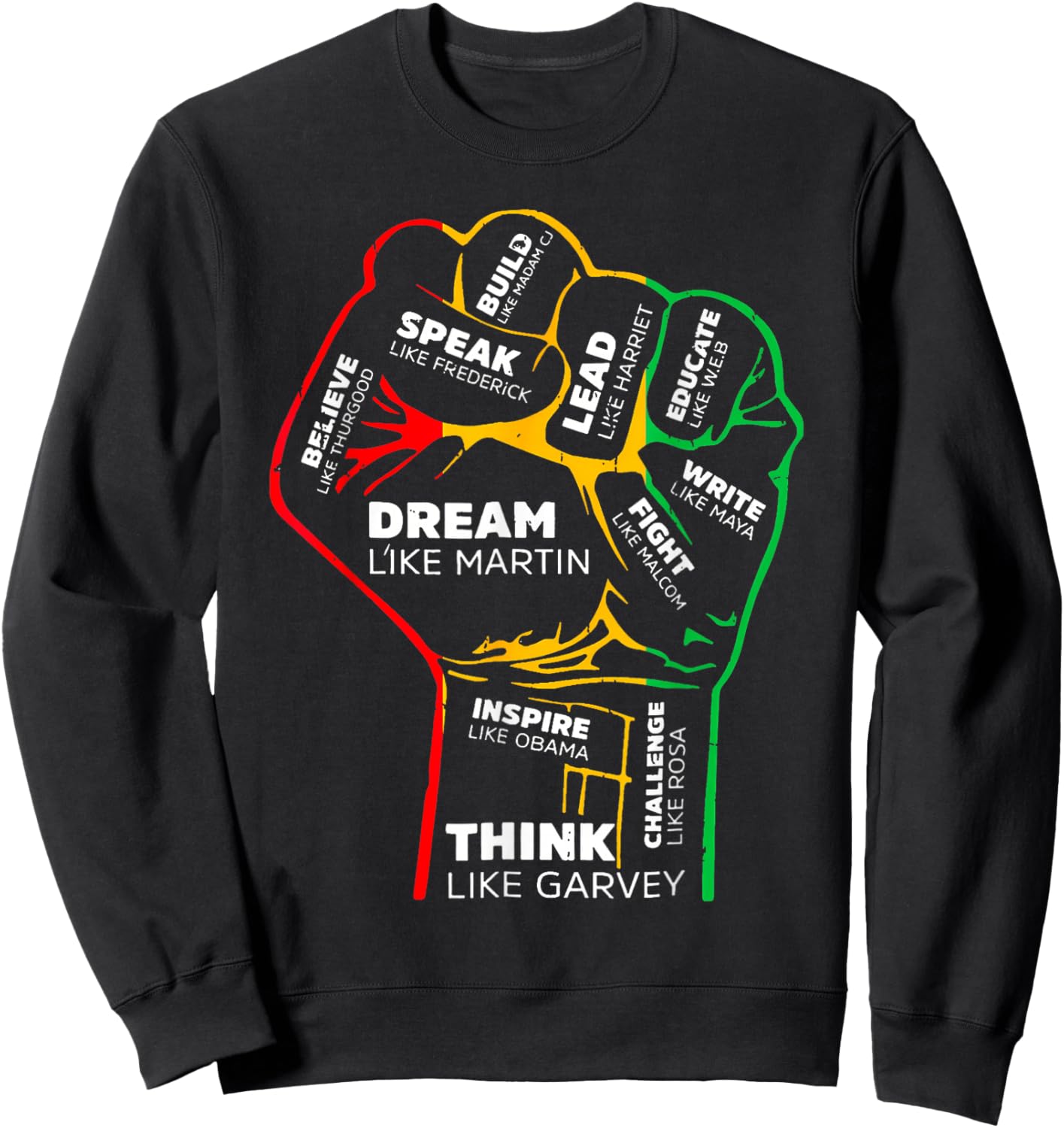 Power Fist Hand Shirt Insing Black Black History Sweatshirt - Sweatshirt | Black
