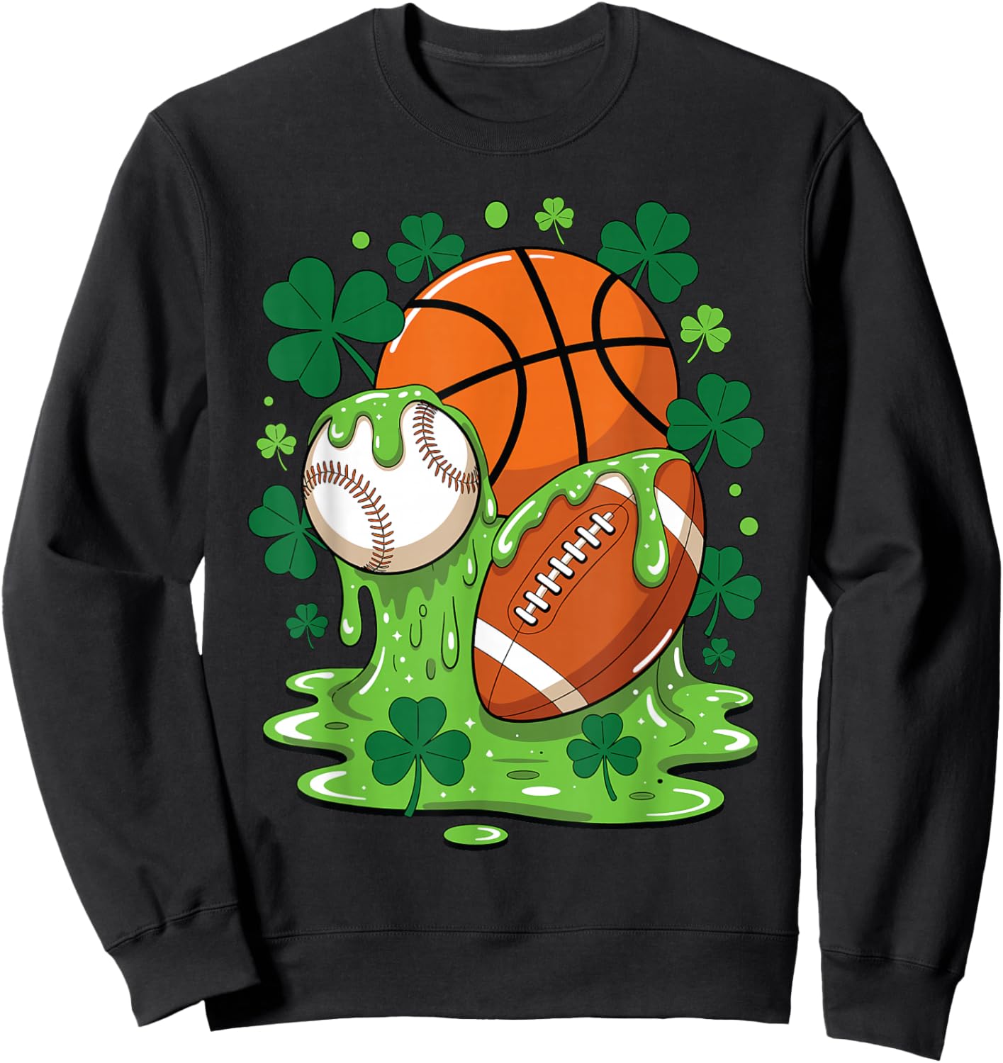 St Patricks Day Ice Cream Drip Baseball Football Basketball Sweatshirt - Sweatshirt | Black