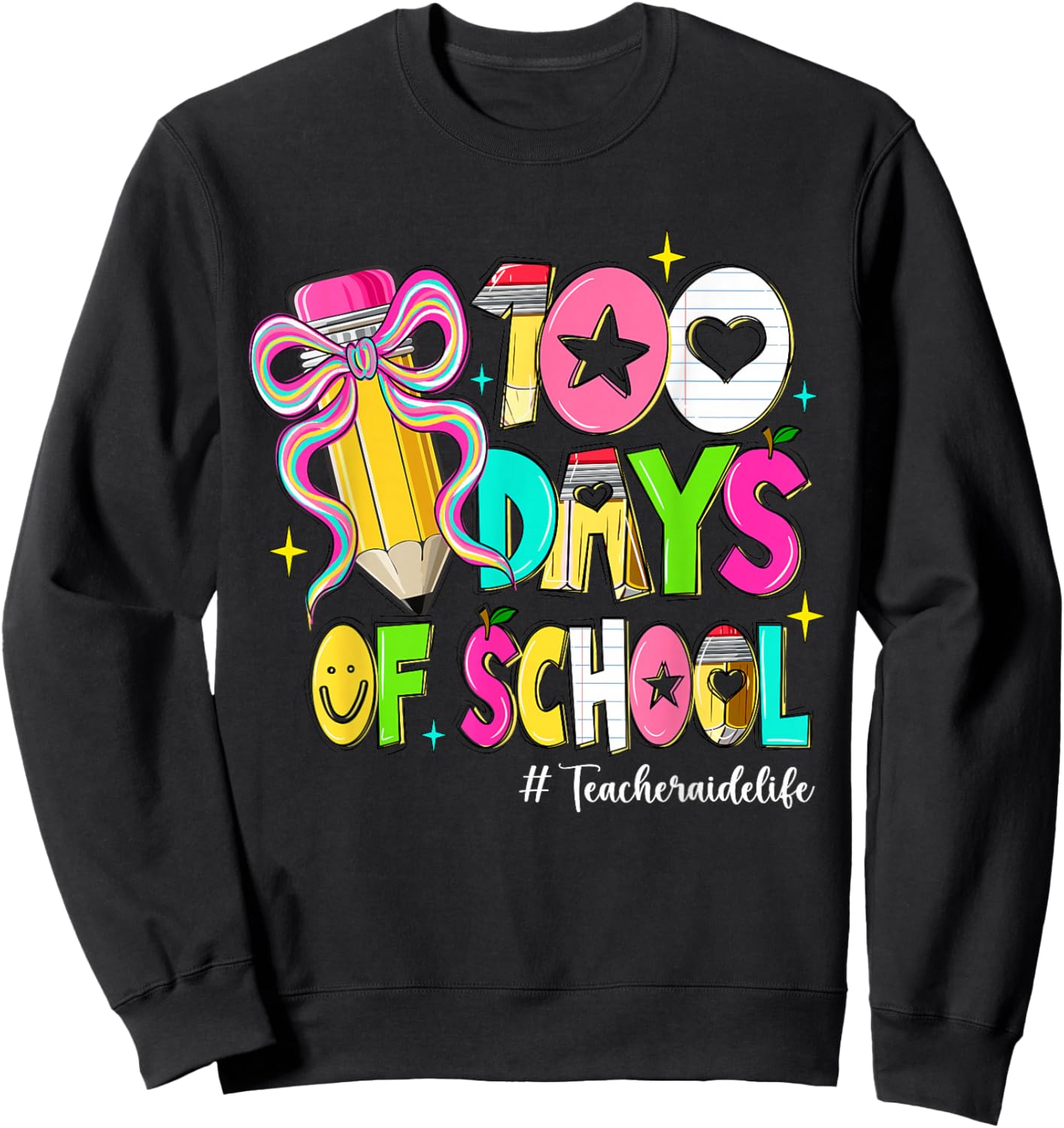 Bow Pencil Cute Sweatshirt - Sweatshirt | Black