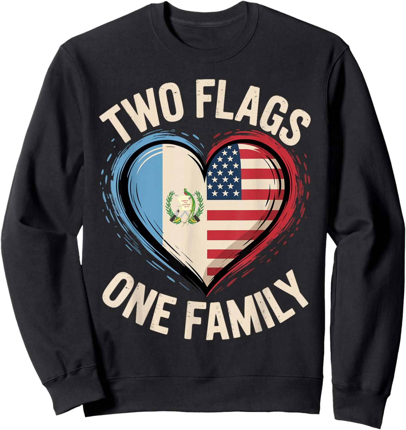 Two Flags One Family American Guatemalan USA America Sweatshirt - Sweatshirt | Black