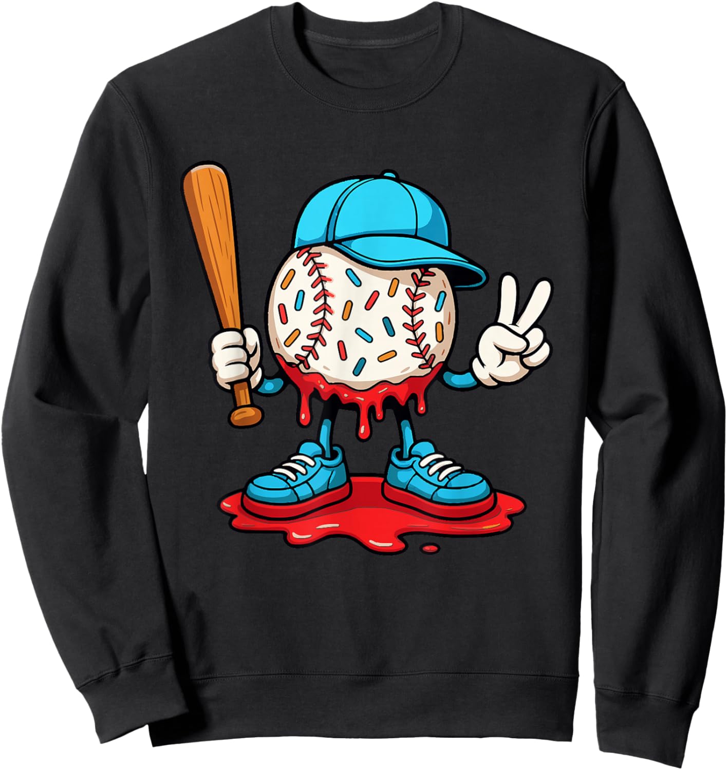 Baseball Drip for Boys Ice Cream Drip Baseball Sweatshirt - Sweatshirt | Black