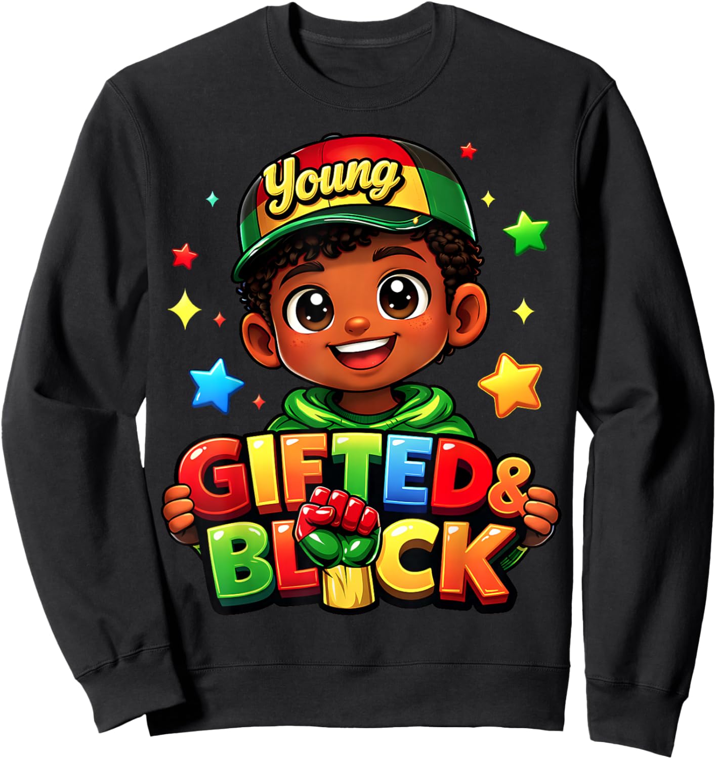 Young Gifted & Black History Month African American Boy Kids Sweatshirt - Sweatshirt | Black