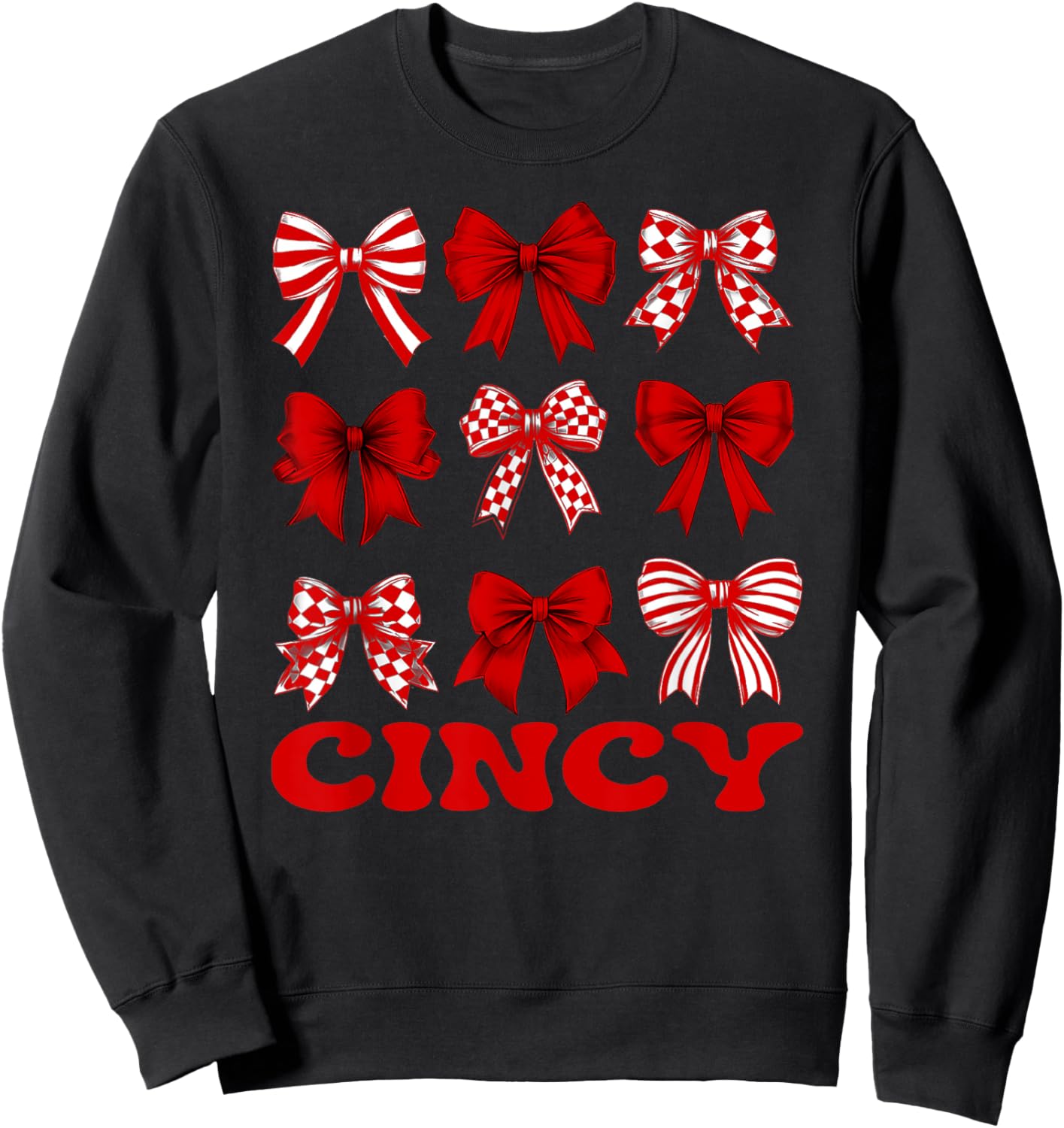 Cincinnati Ohio Cincy Coquette Cheer Bow Girls Kid Sweatshirt - Sweatshirt | Black