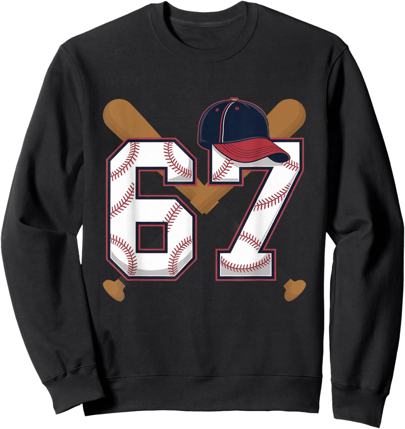 Baseball Number 67 Player Or 67th Birthday Sweatshirt - Sweatshirt | Black