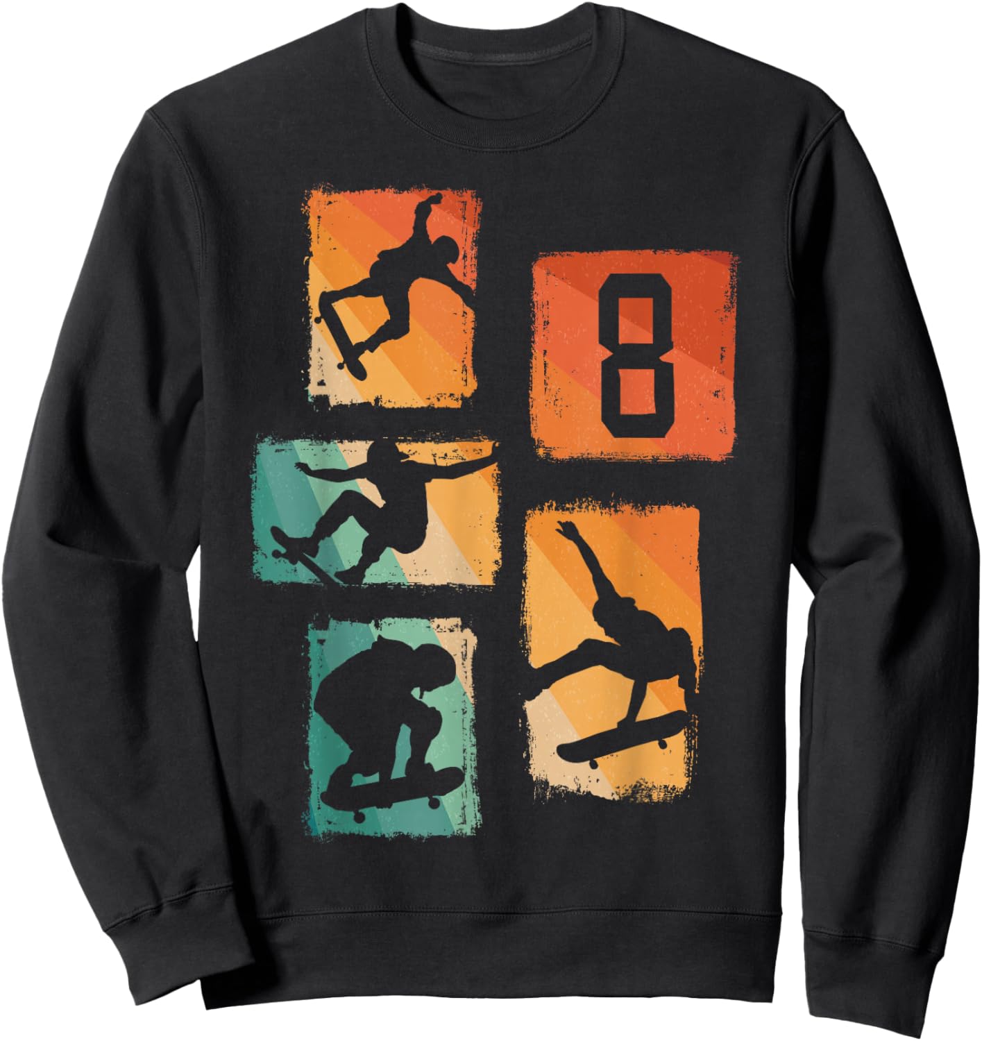 8th Birthday Skateboard Skateboarder Skater 8 Year Old Boy Sweatshirt - Sweatshirt | Black