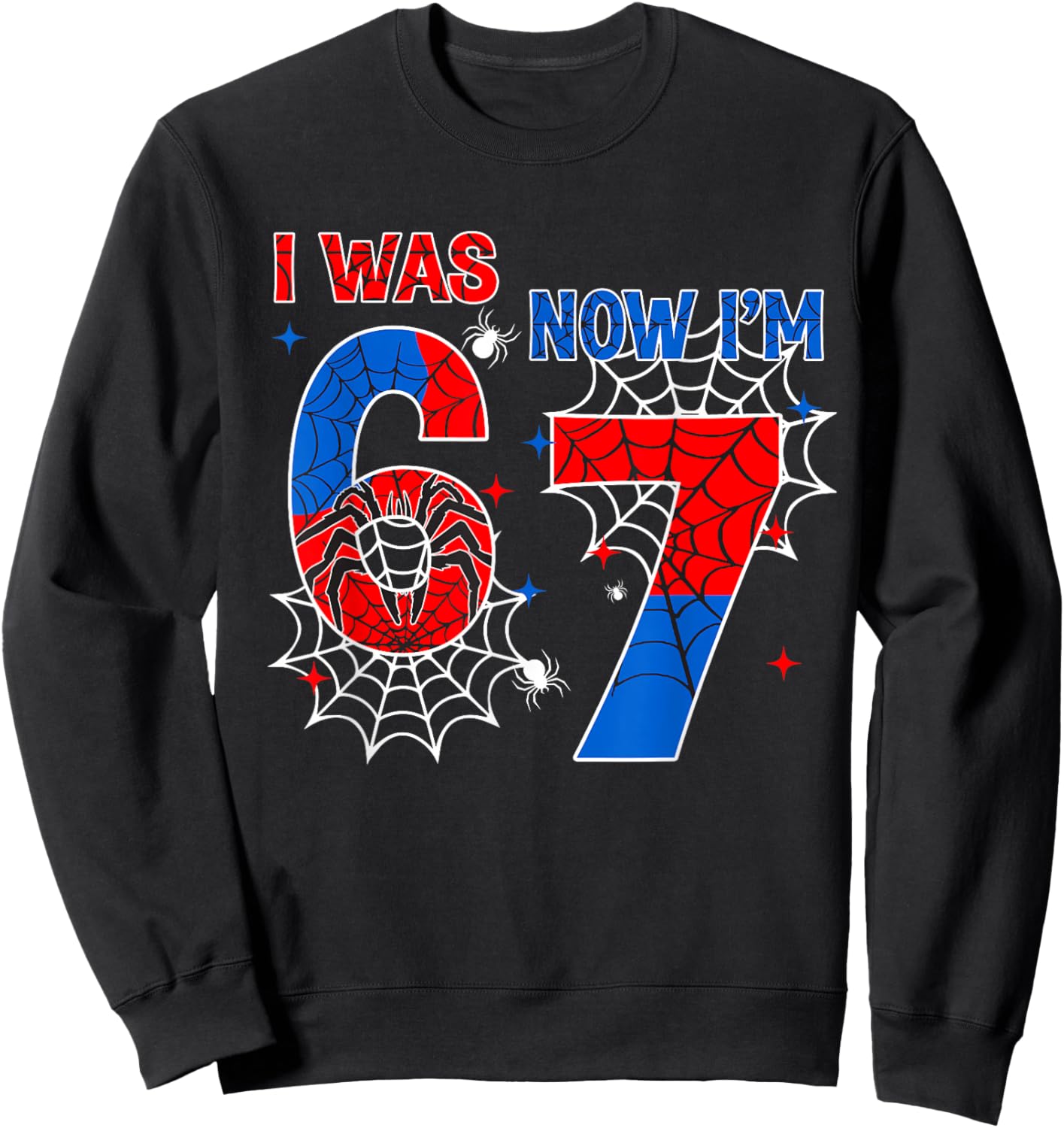 I was 6 Now Im 7 Spider Web Birthday Boys Gift Boy Kids Sweatshirt - Sweatshirt | Black