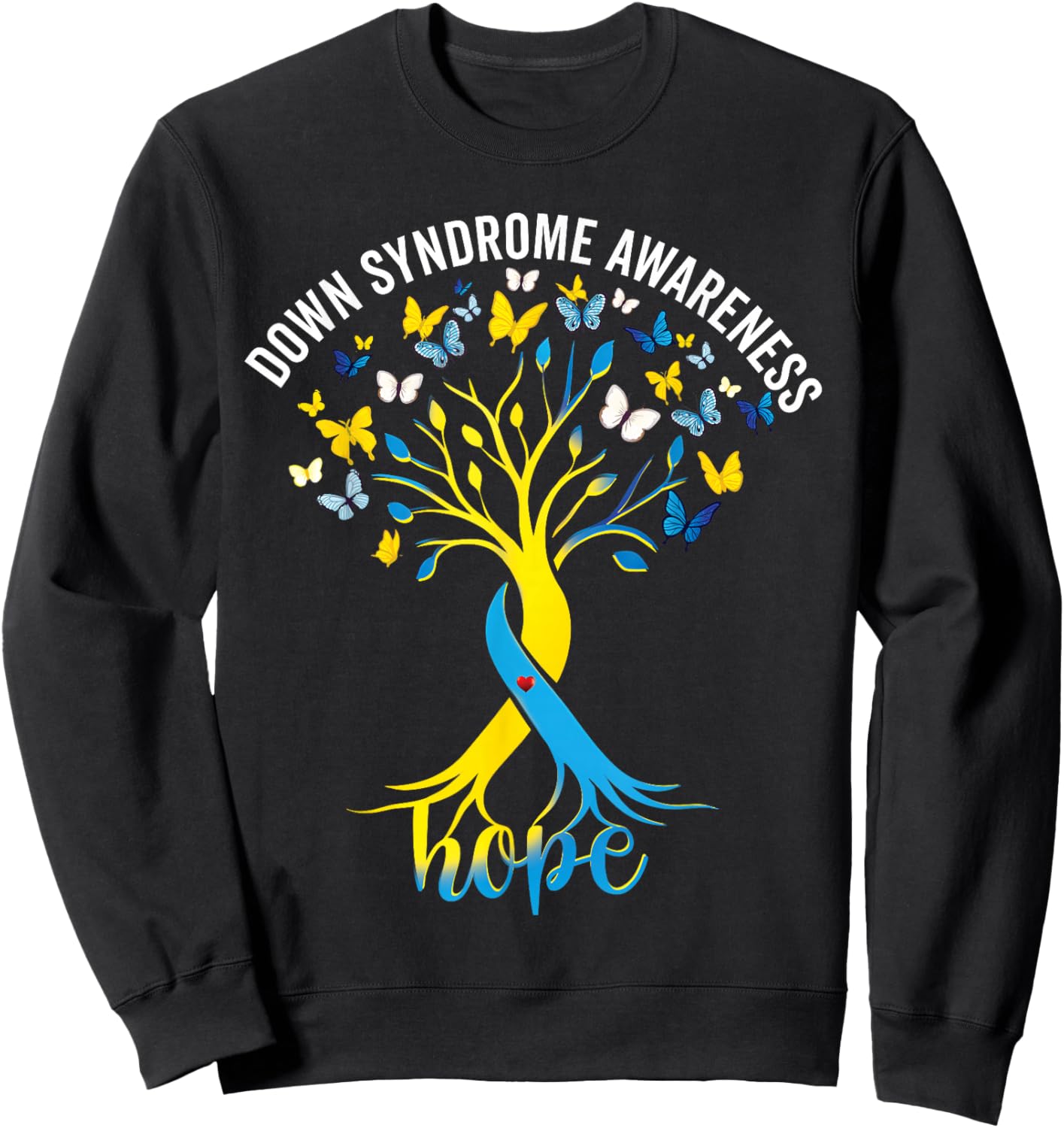 Down Syndrome Awareness Ribbon Tree Hope T21 Men Women Kids Sweatshirt - Sweatshirt | Black