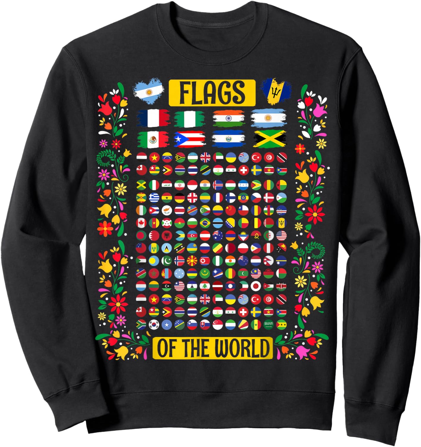 World Flag Outfit Idea for Kids & International Flags Themed Sweatshirt - Sweatshirt | Black