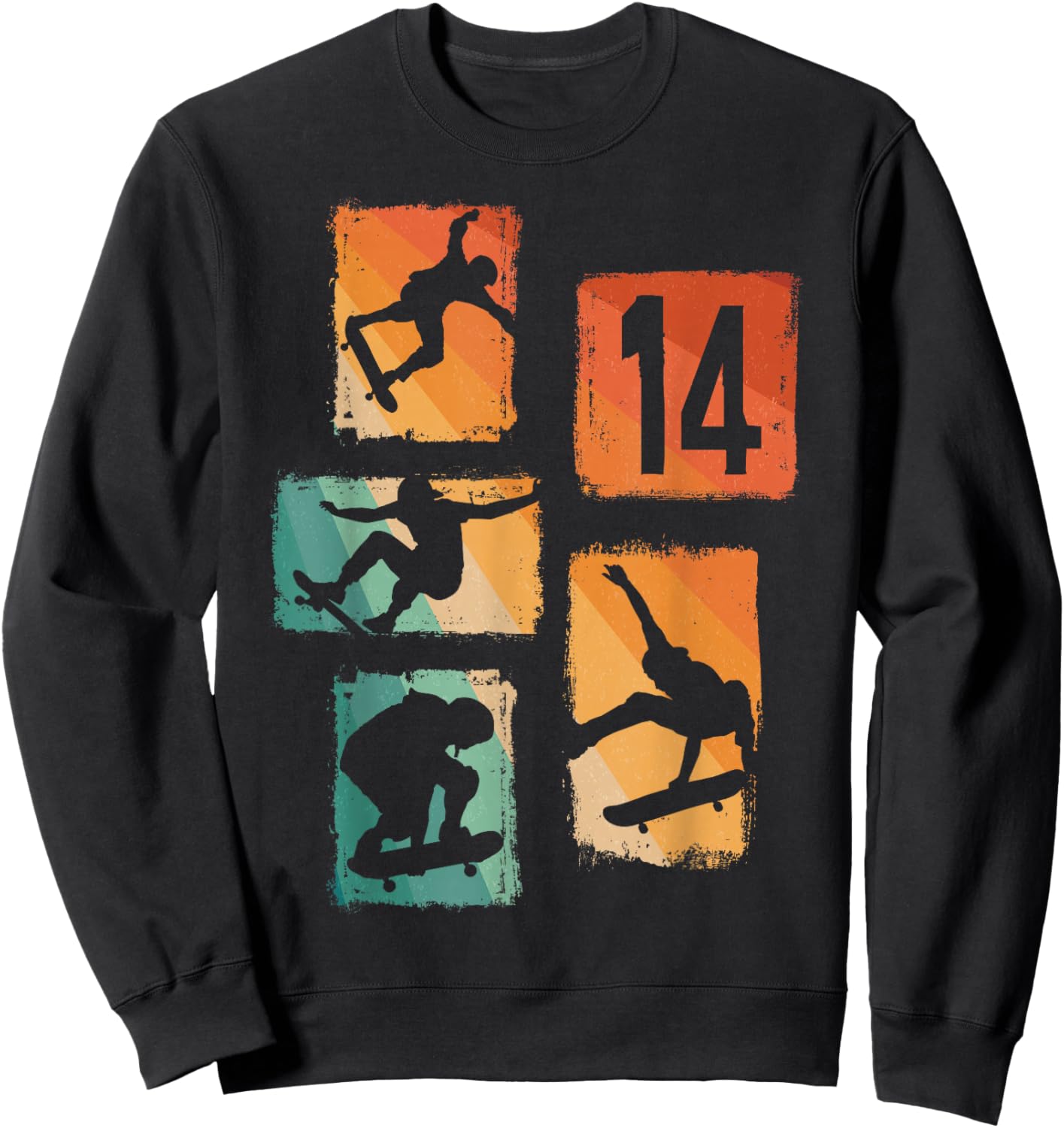 14th Birthday Skateboard Skateboarder Skater 14 Year Old Boy Sweatshirt - Sweatshirt | Black